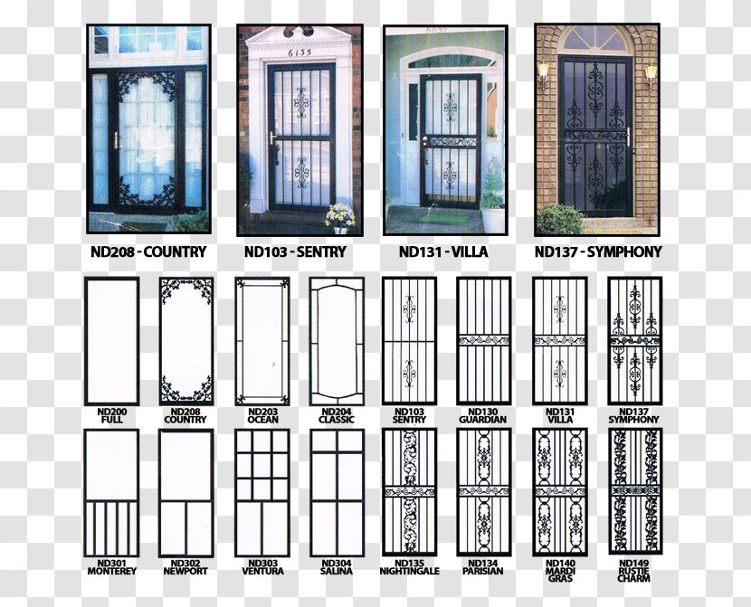 Screen Door Wrought Iron Security - Gate - Aluminum Window Transparent PNG