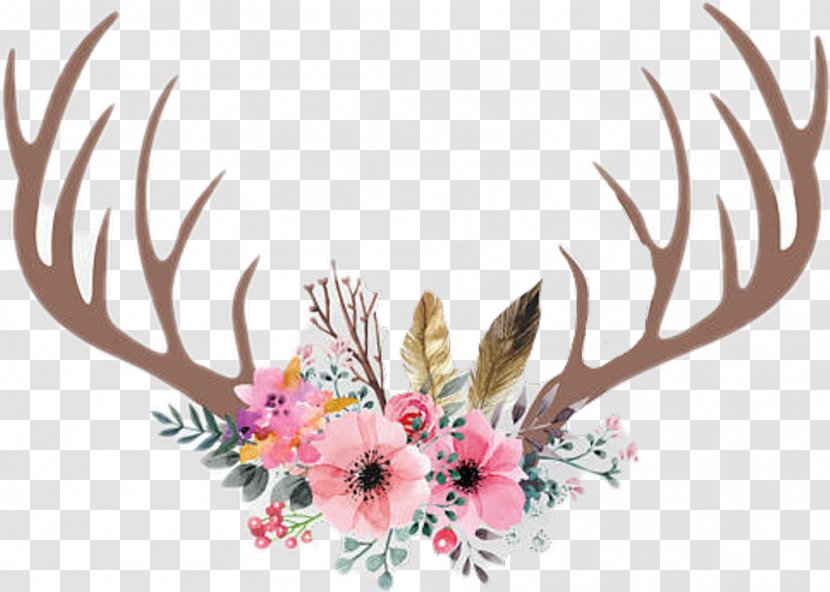 Deer Antler Clip Art Flower Horn - Floral Design - R Rustic Transparent PNG