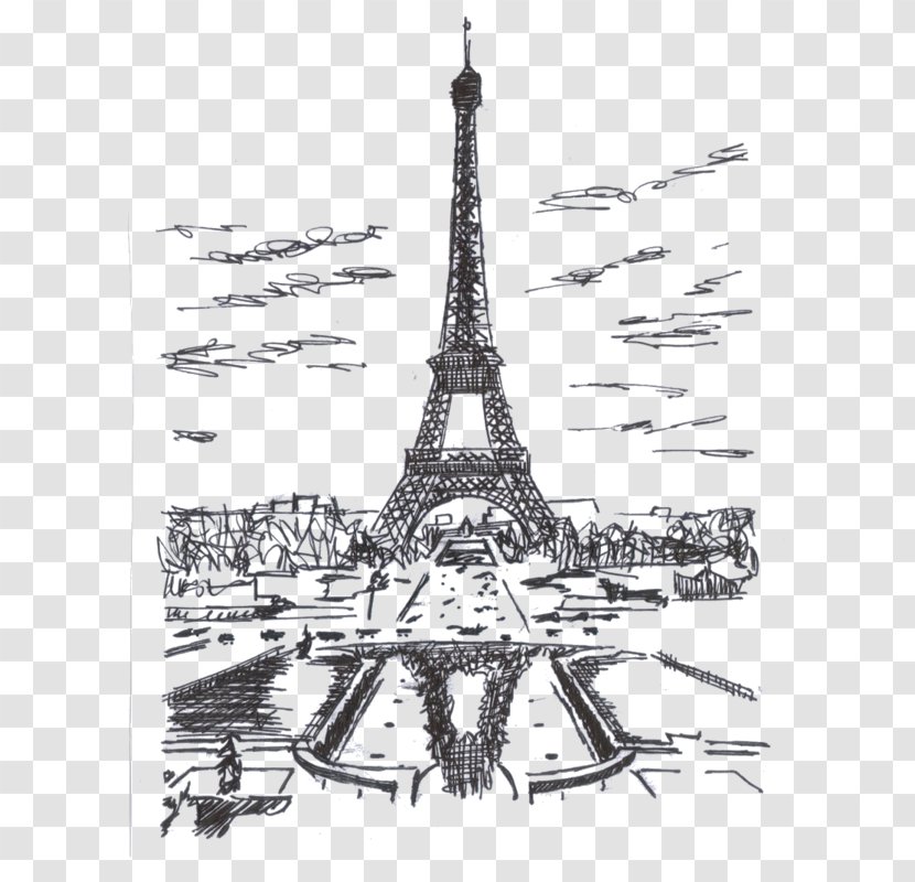 Eiffel Tower Drawing - Hotel - Blackandwhite Transparent PNG