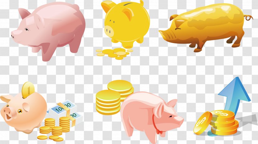 Domestic Pig Piggy Bank - Snout - Financial And Monetary Cartoon Vector Transparent PNG