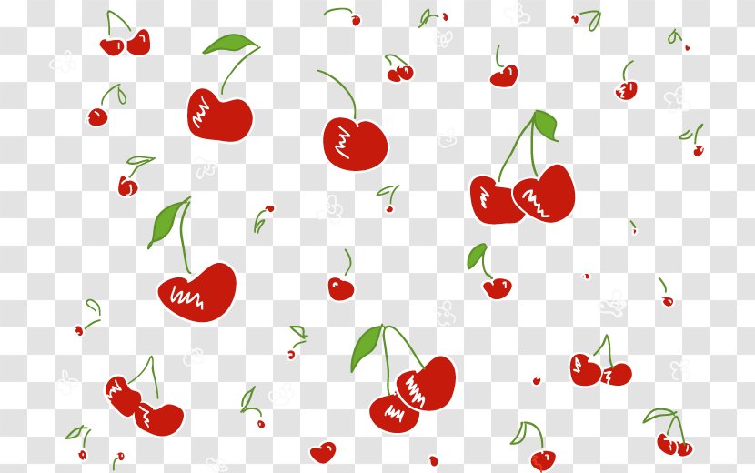 Cartoon Cherry Pattern - Vector Transparent PNG