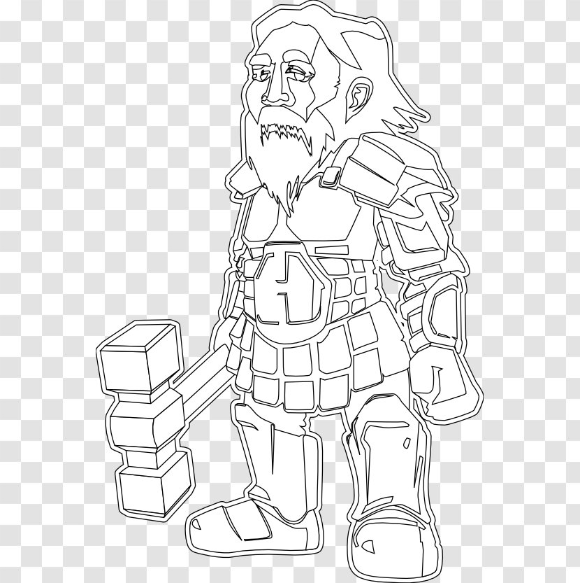 Coloring Book Drawing Black And White Line Art - Dwarf Transparent PNG
