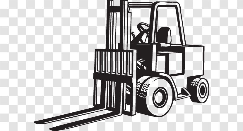 Forklift Heavy Machinery Architectural Engineering Industry Clip Art - Black And White Transparent PNG