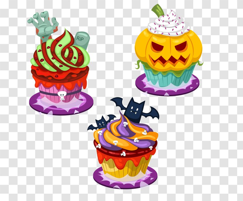 Cupcake Fruitcake Halloween Cartoon - Frame - Cream Cake Transparent PNG
