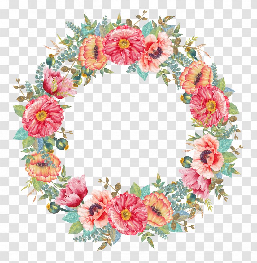 Flower Wreath Watercolor Painting - Cut Flowers - Floral Transparent PNG