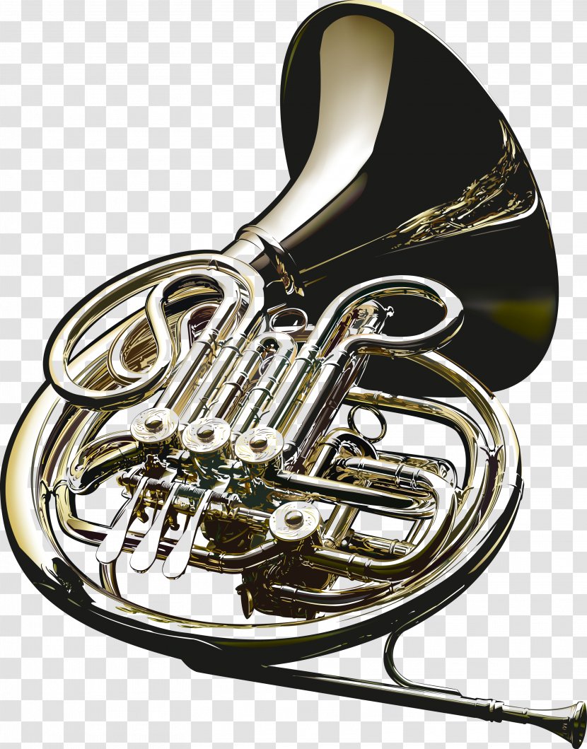 Wind Instrument Musical French Horn Trumpet - Frame - Vector Material Transparent PNG