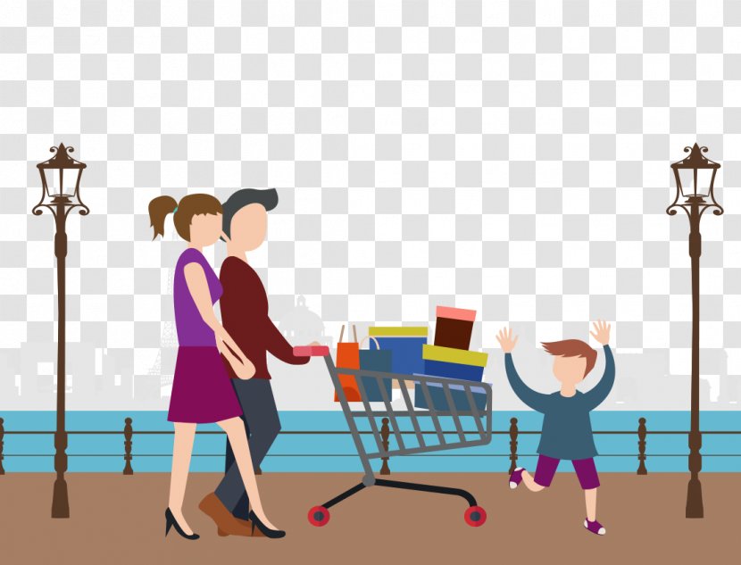 Shopping Adobe Illustrator Illustration - Human Behavior - Man Pushing A Cart Transparent PNG