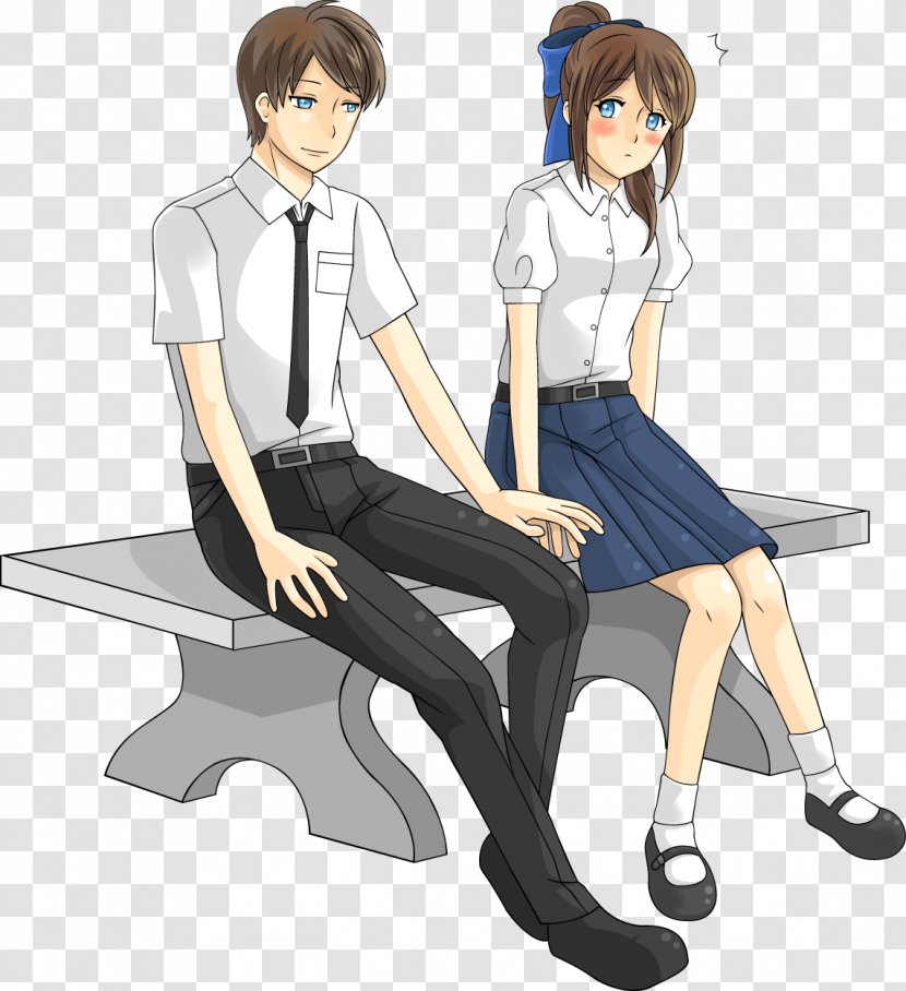 Student Cartoon Girlfriend Couple - Heart - Uniform Transparent PNG