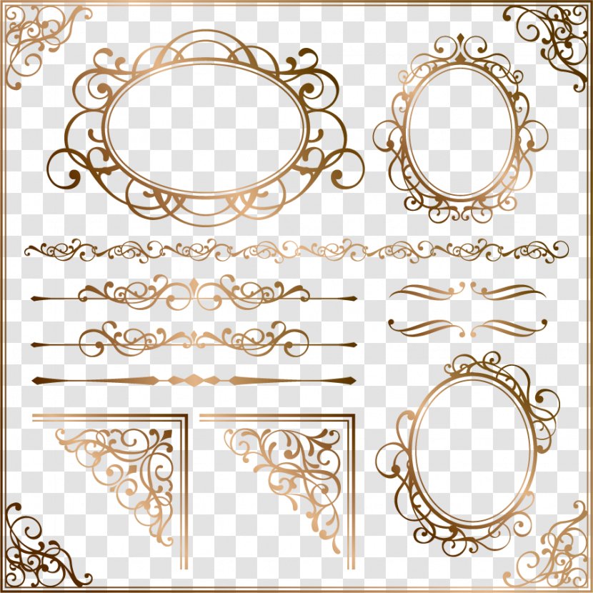 Ornament Picture Frame Euclidean Vector Clip Art - Body Jewelry - European Gold Border Pattern Transparent PNG