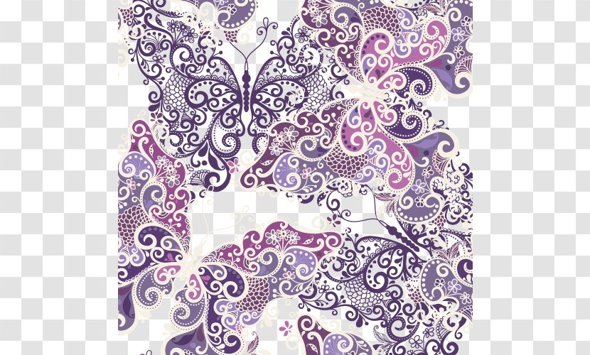 Butterfly Paisley - Purple - Pattern Shading Transparent PNG