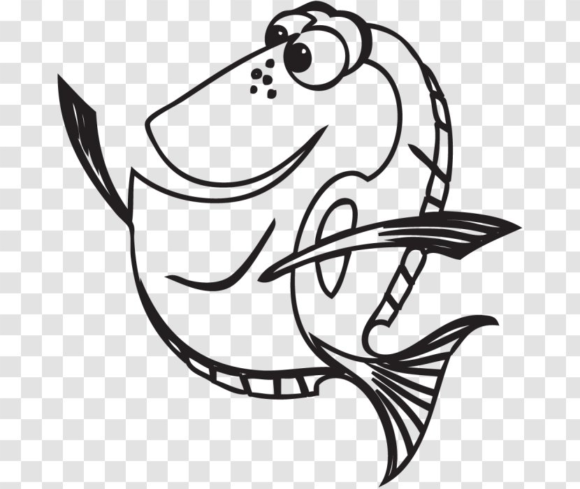 Coloring Book Finding Nemo Drawing Line Art - Black And White - Dory Transparent PNG