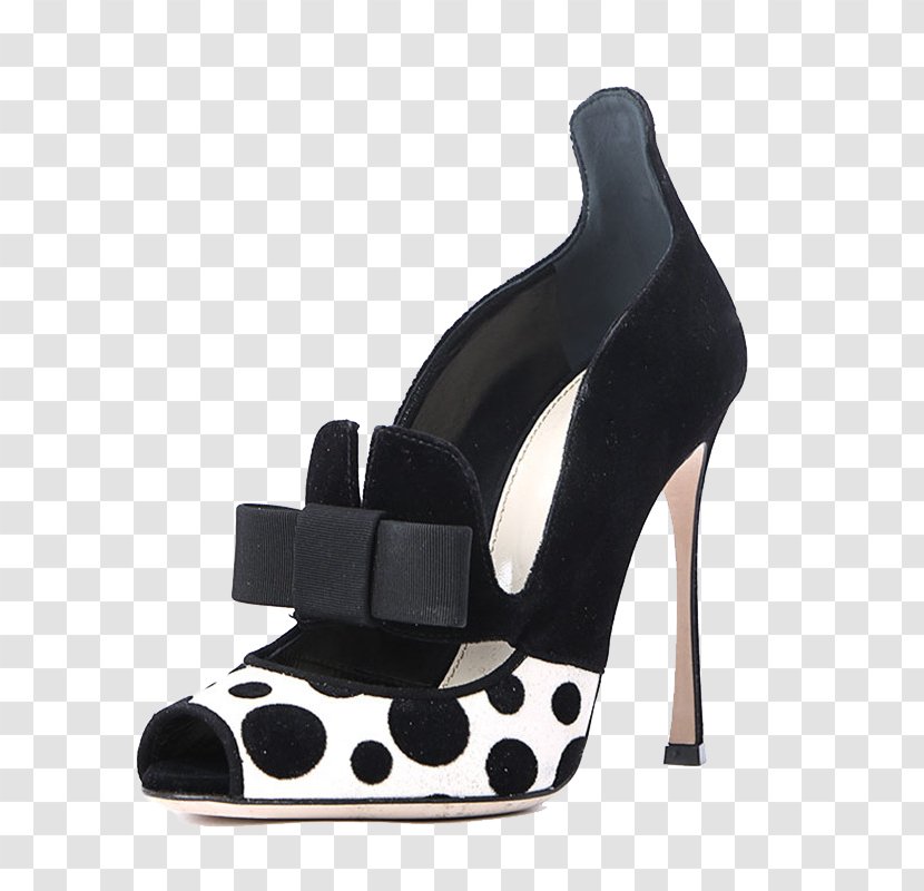 Black And White High-heeled Footwear - Shoe - Spots High Heels Transparent PNG