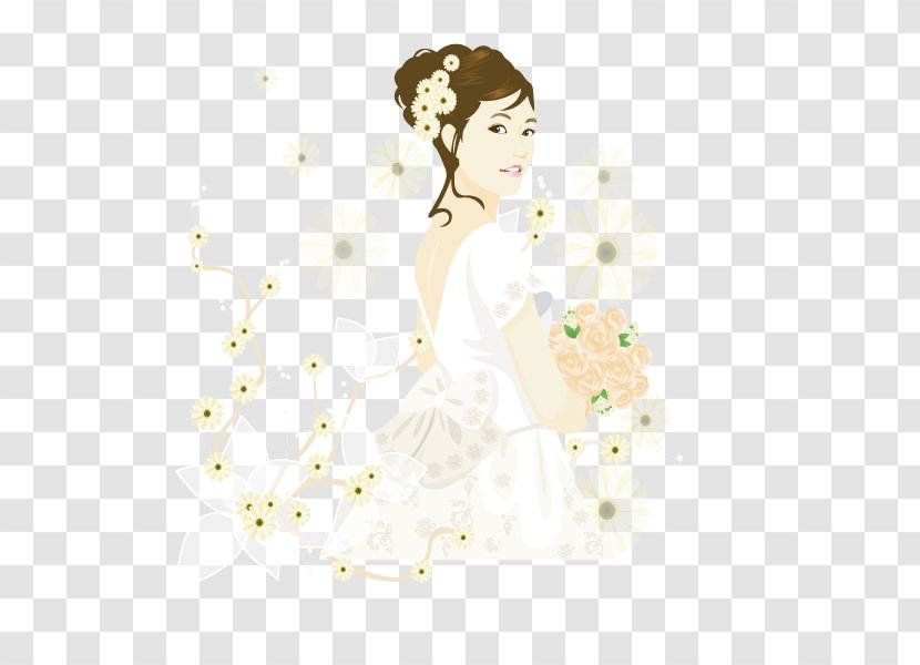 Illustration Bride Pattern Gown Beauty.m - Art Transparent PNG