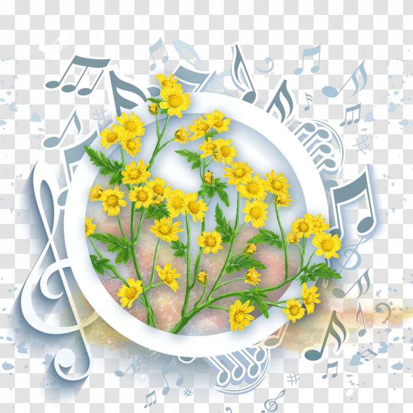 Floral Design Musical Note 3D Computer Graphics - Watercolor - Photos Notes Transparent PNG