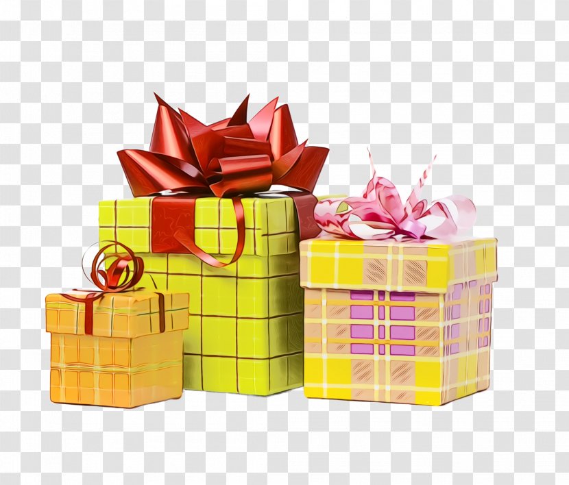 Present Gift Wrapping Yellow Box Hamper Transparent PNG