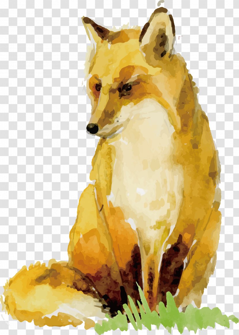 Watercolor Painting Paper Animal Drawing - Red Fox - Design Transparent PNG