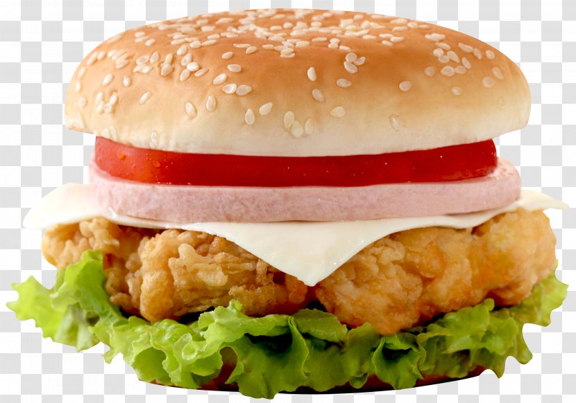 Hamburger Chicken Sandwich Cheeseburger Fast Food Junk - Salmon Burger Transparent PNG