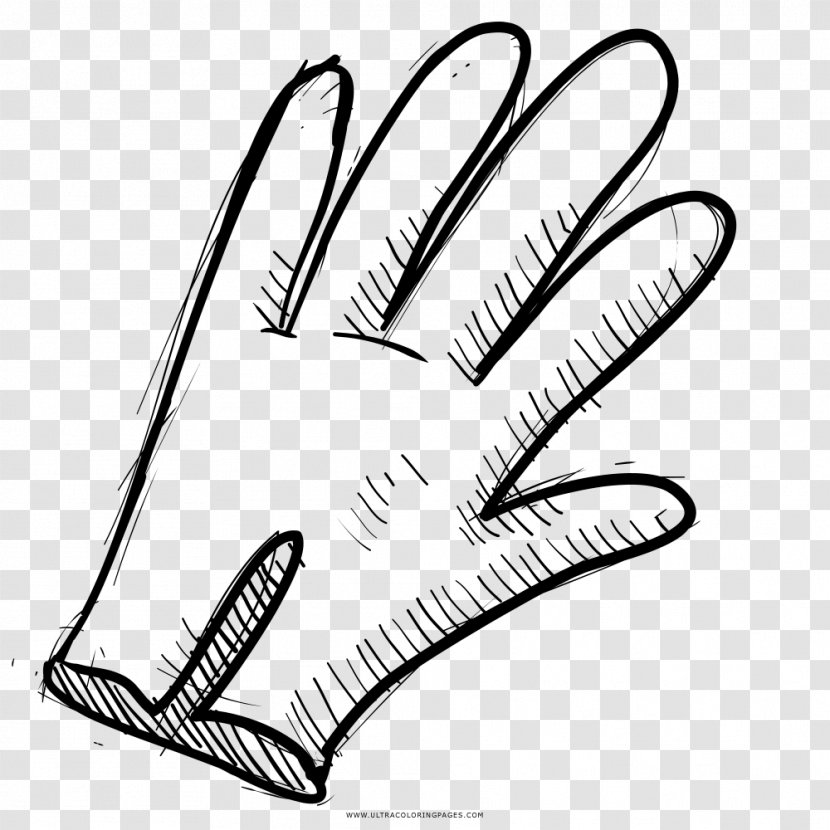 Drawing Glove Black And White Coloring Book Line Art - Artwork - Print Poster Transparent PNG