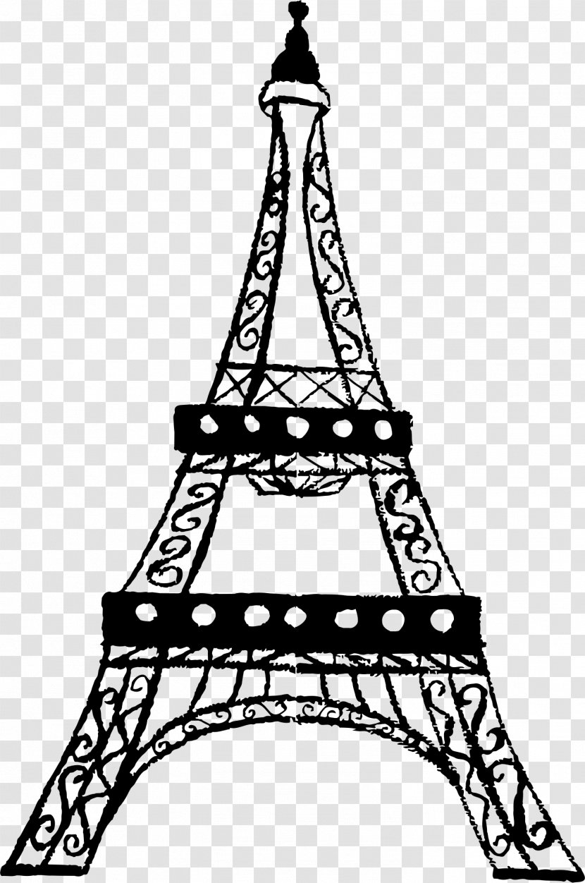 Eiffel Tower Drawing Clip Art - Black And White - Transparent Transparent PNG