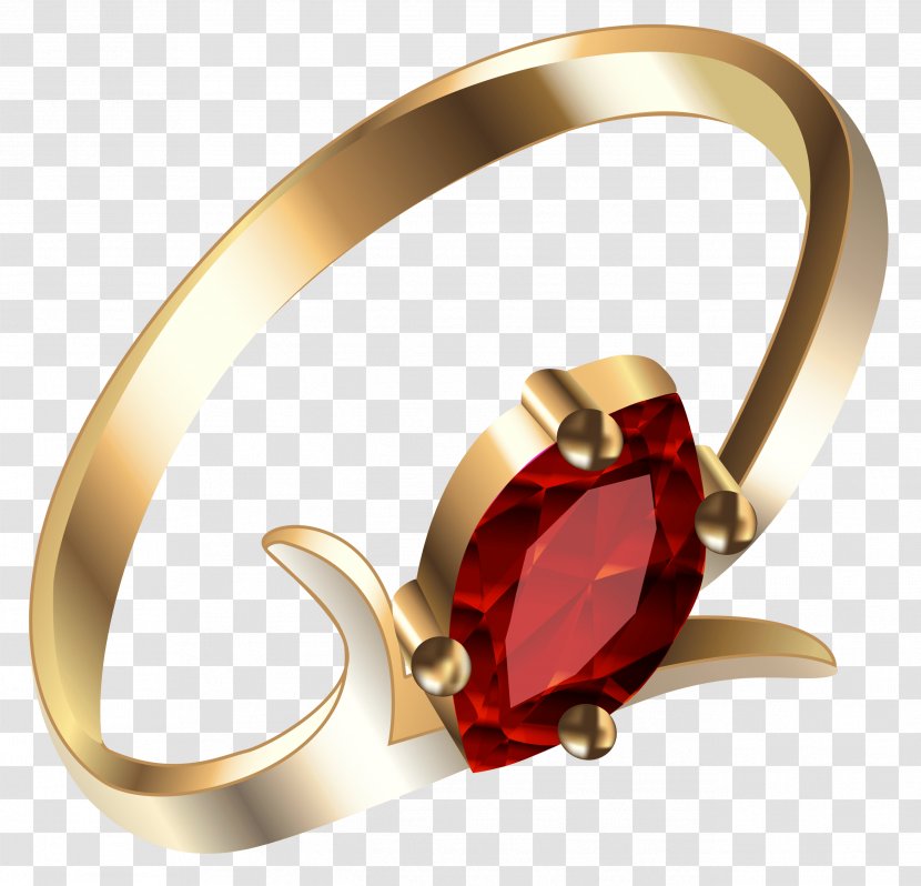 Earring Ruby Clip Art - Clothing Accessories - Gold Ring With Diamond Transparent PNG