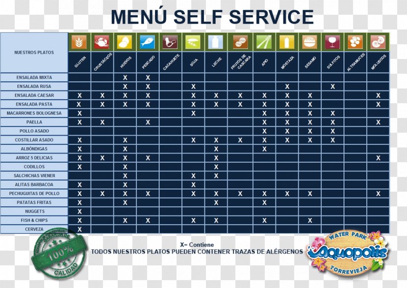 Torrevieja Aquopolis Allergen Menu Self-service Transparent PNG