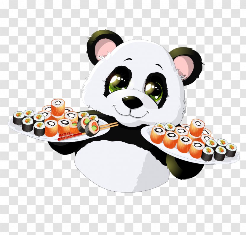 Giant Panda Sushi Japanese Cuisine Illustration - Food Transparent PNG