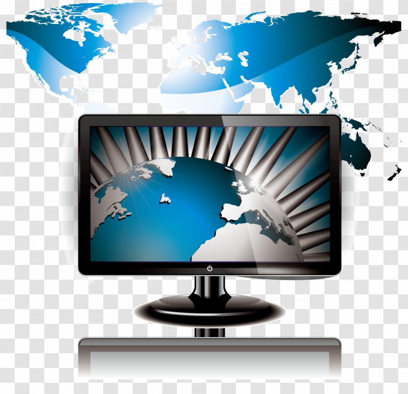 World Map Stock Photography - Screen - Black Desktop Computers Vector Transparent PNG