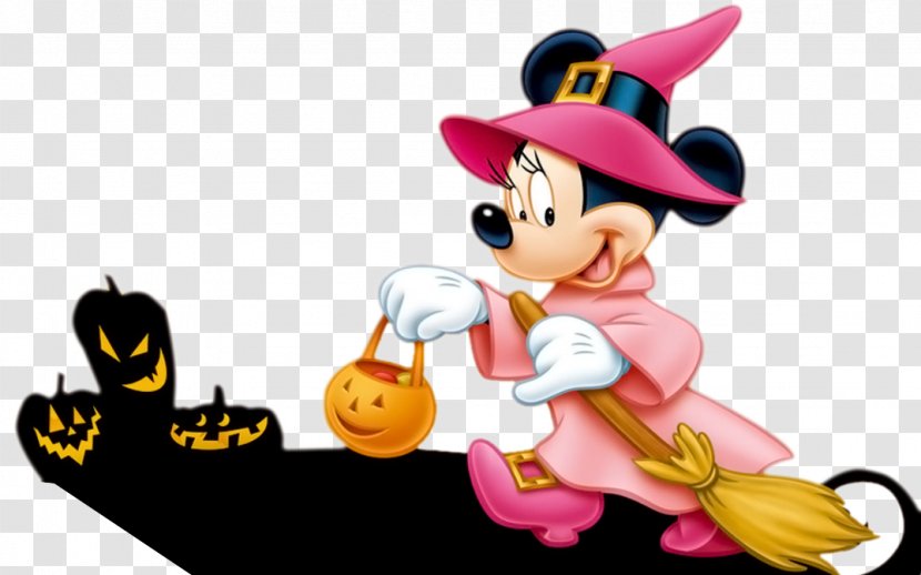 Mickey Mouse: Magic Wands! Minnie Mouse Donald Duck Halloween - Wands - Pumpkin And Holding Broom Transparent PNG