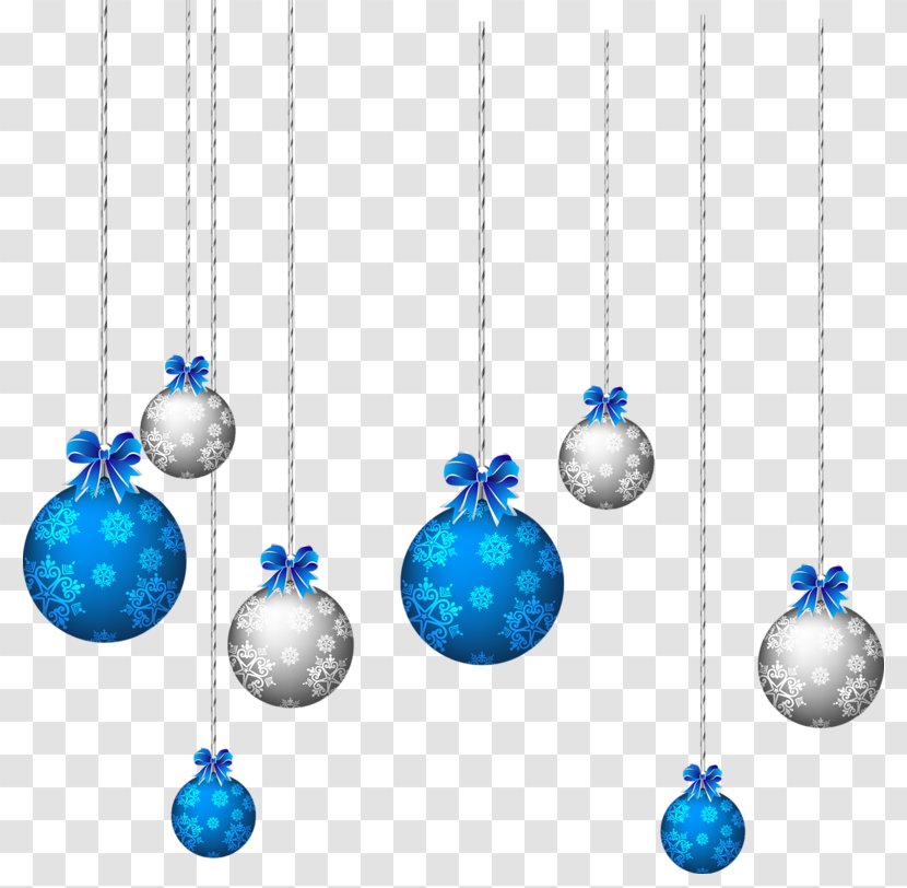 Christmas Clip Art - Gift - Blue And White Hanging Balls Clipart Transparent PNG