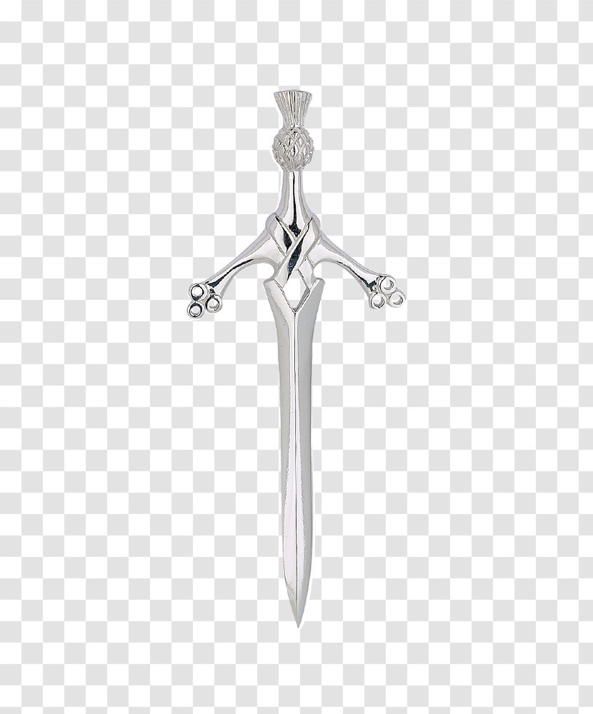 Sword Hilt Jewellery Crossguard Kilt Pin - Religious Item - SWORD Silver Transparent PNG