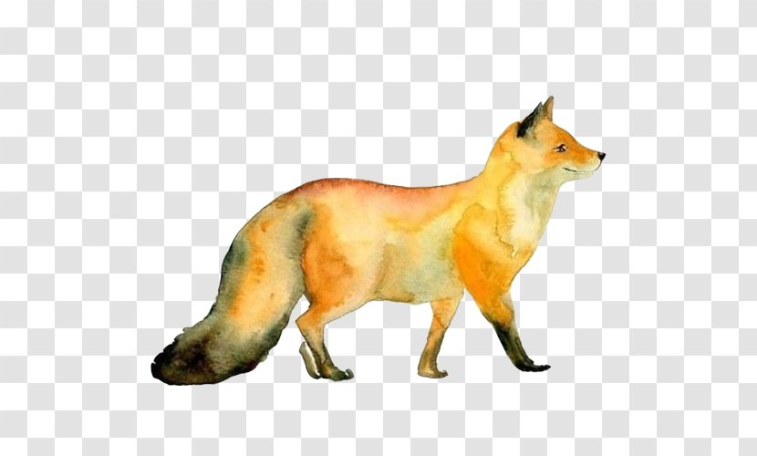 Red Fox Watercolor Painting Paper - Wildlife - Walking Smile Transparent PNG
