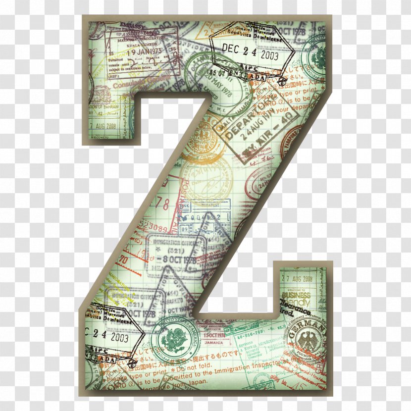 Letter Case Alphabet Z Lettering - Money - Passport Transparent PNG