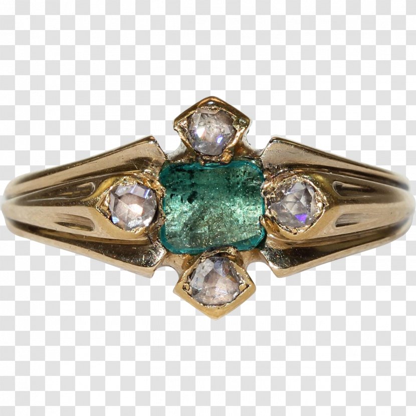 Victorian Era Emerald Ring Diamond Cut Jewellery - Cartoon - Vintage Rings Transparent PNG