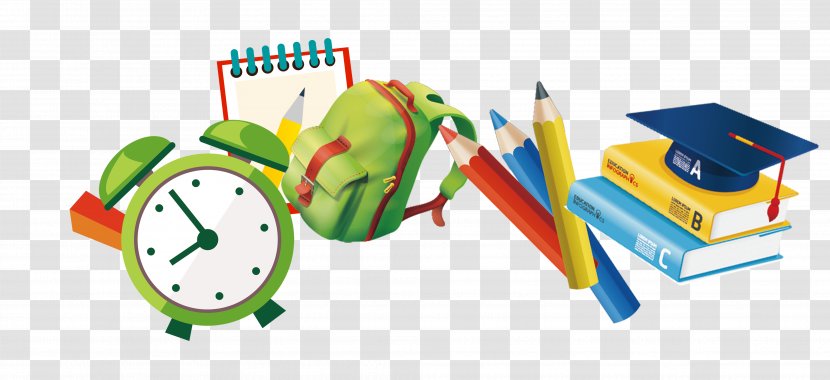 Drawing Cartoon - Pencil - Hand-painted School Season Bag Book Calendar Clock Transparent PNG