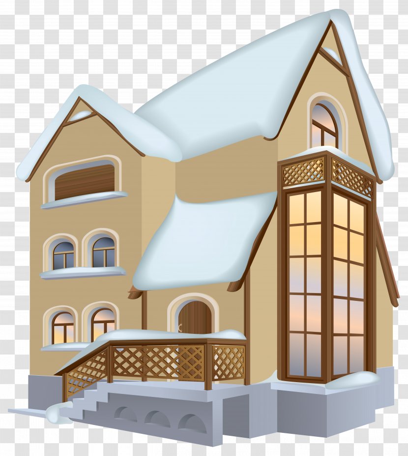 Winter House Clip Art - Elevation - Clipart Image Transparent PNG