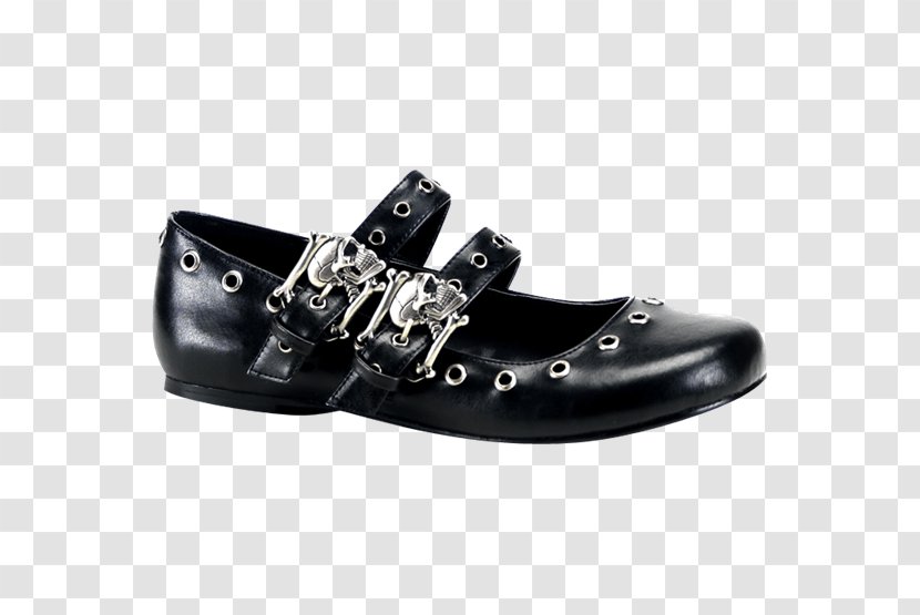 Ballet Flat Mary Jane DAISY-03 Black Flats Buckle Shoe - Skull - Gothic Shoes For Women Transparent PNG