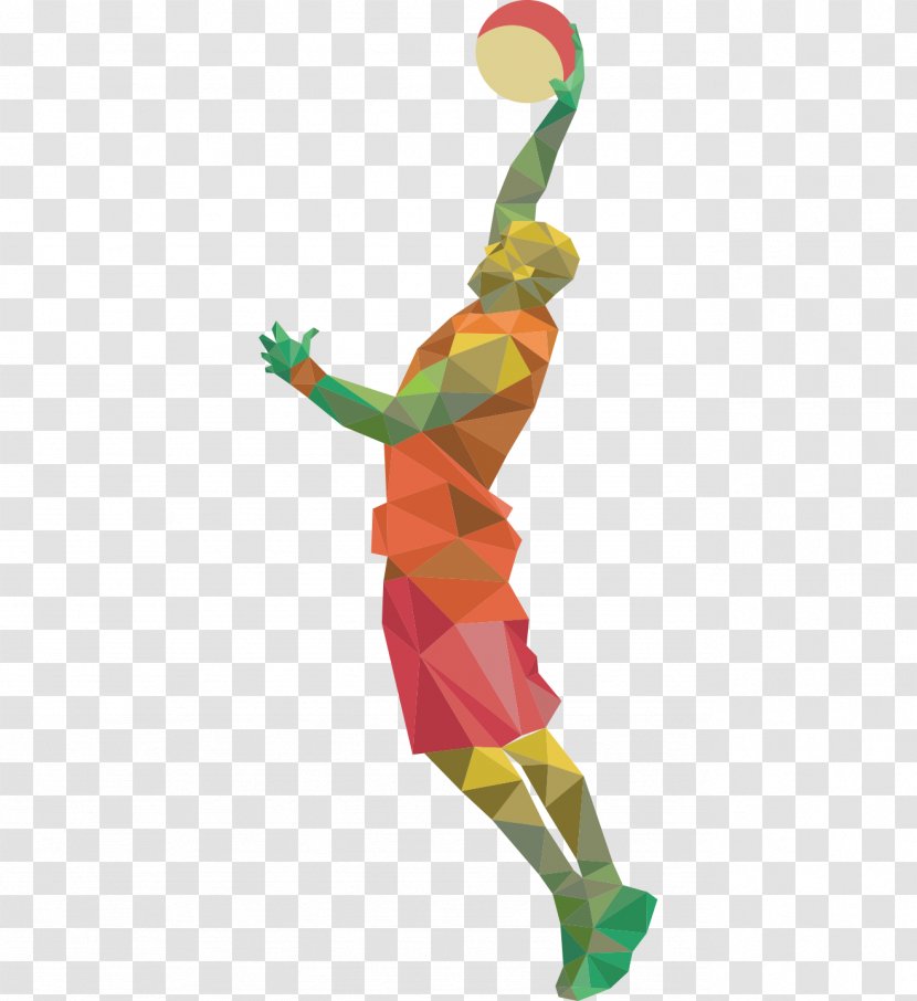 Basketball Euclidean Vector Polygon - Color Geometric Player Dunk Posture Transparent PNG
