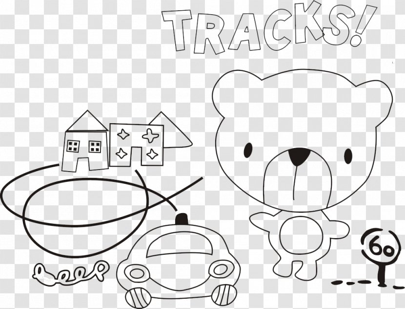 White Line Art Drawing Cartoon Clip - Frame - Lovely Bear Transparent PNG