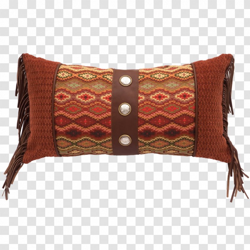 Throw Pillows Cushion Camel Faux Leather (D8570) Fringed Concho Pillow Transparent PNG