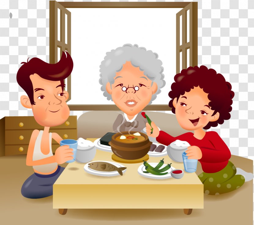 Vector Graphics Illustration Family Image Cartoon - Eating - Meal Time Transparent PNG