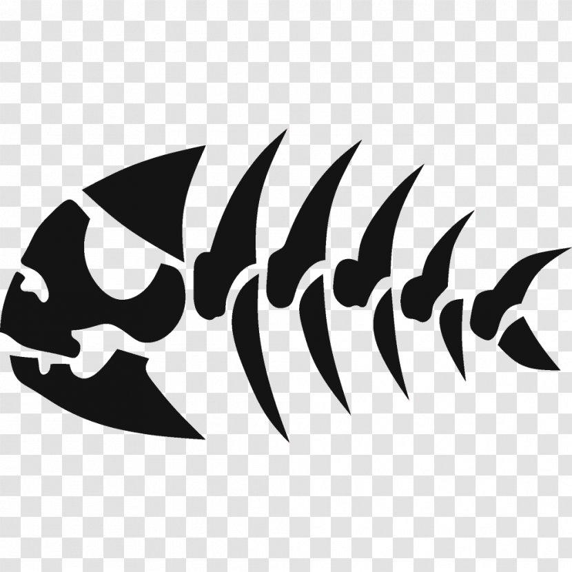 Decal Sticker Fish Stencil Pirate - Black - Skeleton Transparent PNG