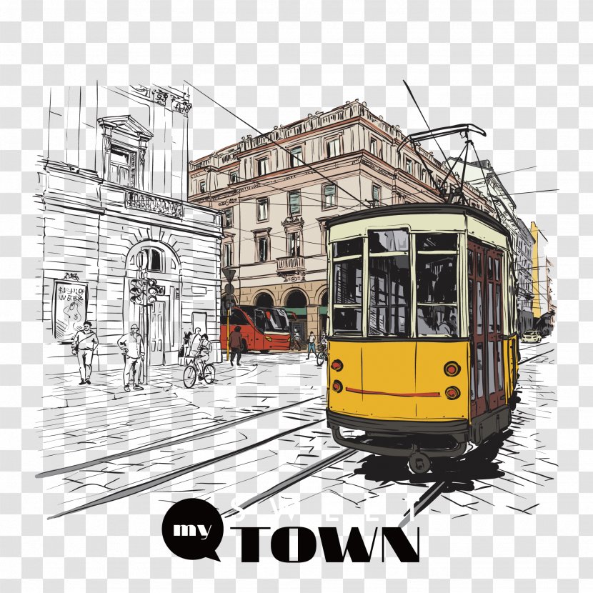 Tram Fashion Drawing Illustration - Vector Rail Bus Transparent PNG