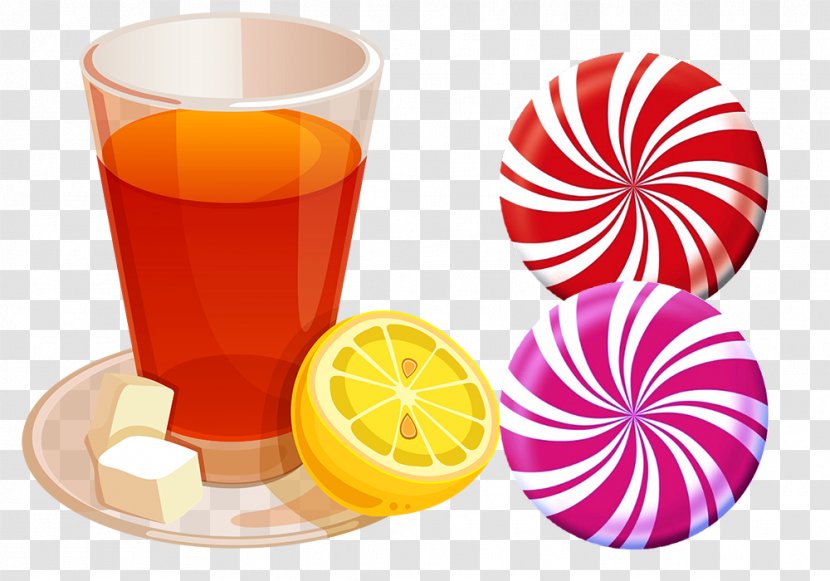 Coffee Juice Tea Espresso Clip Art - Glass Cup And Delicious Candy Transparent PNG