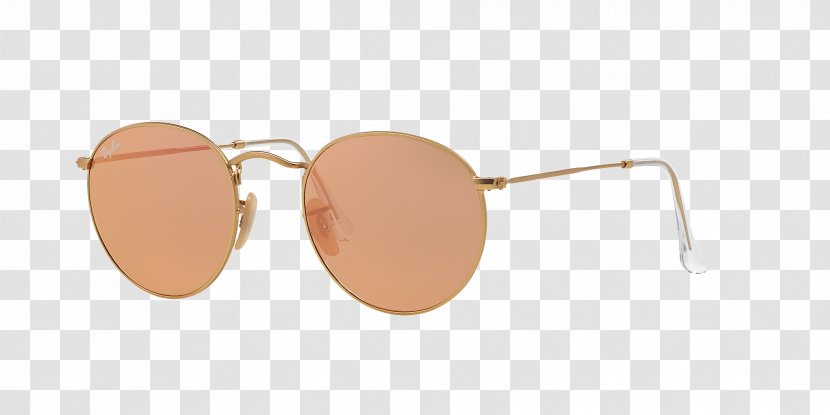 Sunglasses Ray-Ban Round Metal Double Bridge - Peach Transparent PNG