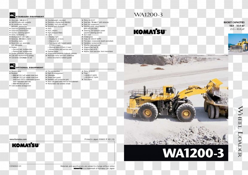 Komatsu Limited Heavy Machinery Loader Architectural Engineering Transparent PNG