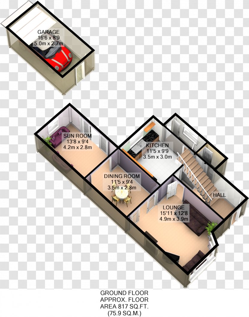 3D Floor Plan - Singlefamily Detached Home Transparent PNG