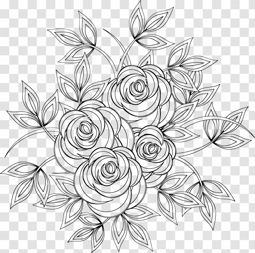 Floral Design Line Art Coloring Book Drawing - Plant - Pencil Transparent PNG
