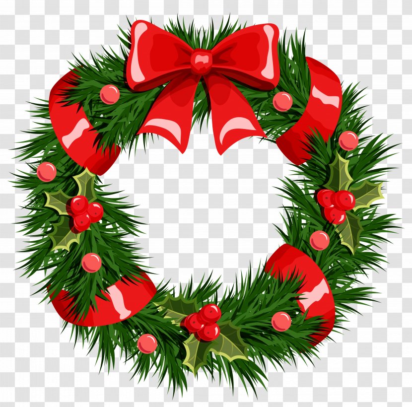 Wreath Christmas Garland Clip Art - Transparent Clipart Transparent PNG