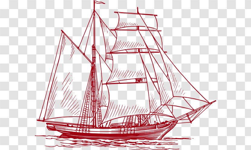 Boat Sailing Ship Clip Art - Outline Transparent PNG