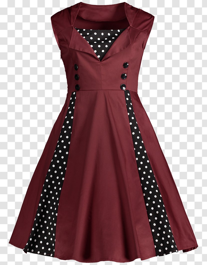 1950s Dress Polka Dot Vintage Clothing - Dark Red Prom Dresses Transparent PNG